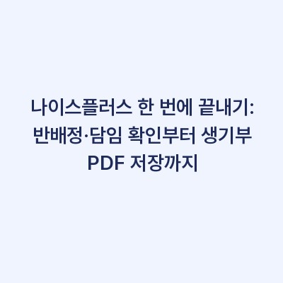 나이스플러스 한 번에 끝내기: 반배정·담임 확인부터 생기부 PDF 저장까지