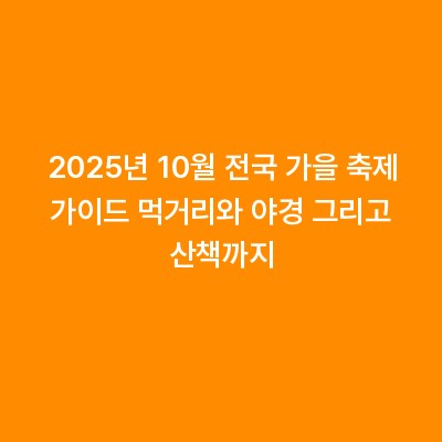 2025년 10월 전국 가을 축제 가이드 먹거리와 야경 그리고 산책까지