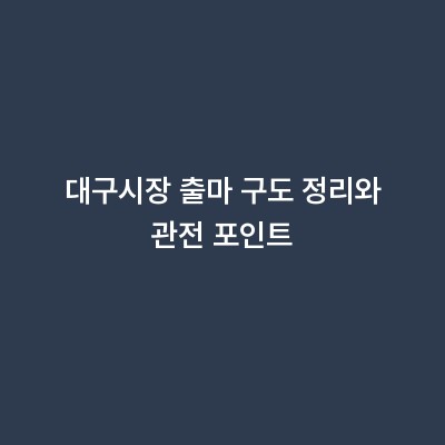 대구시장 출마 구도 정리와 관전 포인트