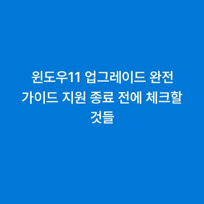 윈도우11 업그레이드 완전 가이드 지원 종료 전에 체크할 것들