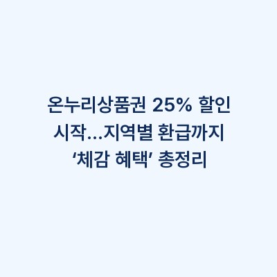 온누리상품권 25% 할인 시작…지역별 환급까지 ‘체감 혜택’ 총정리