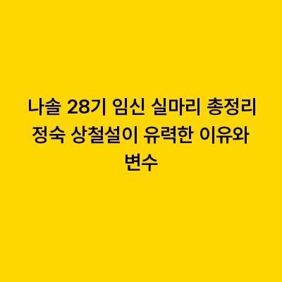 나솔 28기 임신 실마리 총정리 정숙 상철설이 유력한 이유와 변수