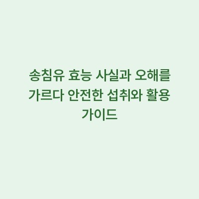 송침유 효능 사실과 오해를 가르다 안전한 섭취와 활용 가이드