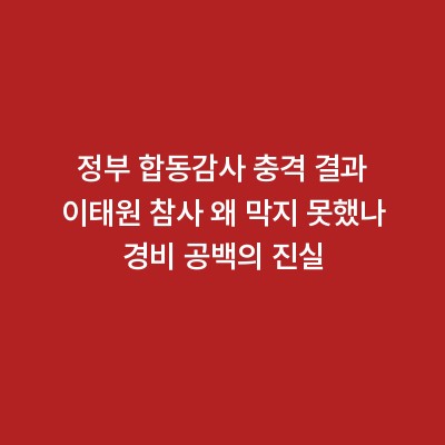 정부 합동감사 충격 결과 이태원 참사 왜 막지 못했나 경비 공백의 진실