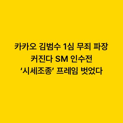 카카오 김범수 1심 무죄 파장 커진다 SM 인수전 ‘시세조종’ 프레임 벗었다