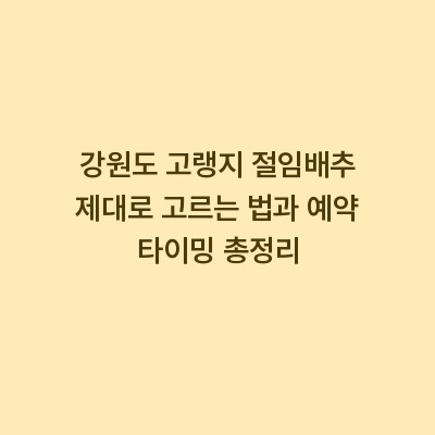 강원도 고랭지 절임배추 제대로 고르는 법과 예약 타이밍 총정리