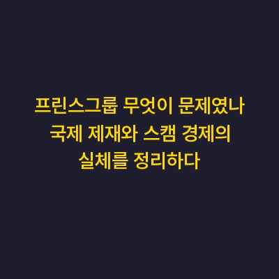 프린스그룹 무엇이 문제였나 국제 제재와 스캠 경제의 실체를 정리하다