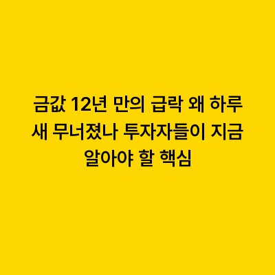 금값 12년 만의 급락 왜 하루 새 무너졌나 투자자들이 지금 알아야 할 핵심