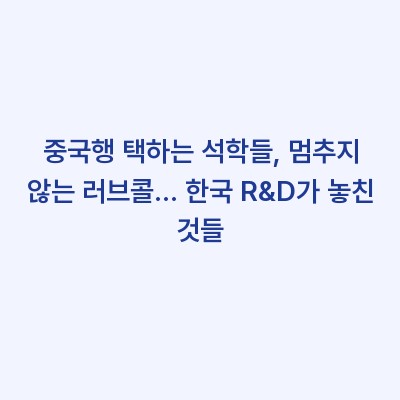 중국행 택하는 석학들, 멈추지 않는 러브콜… 한국 R&D가 놓친 것들