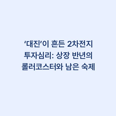 ‘대진’이 흔든 2차전지 투자심리: 상장 반년의 롤러코스터와 남은 숙제