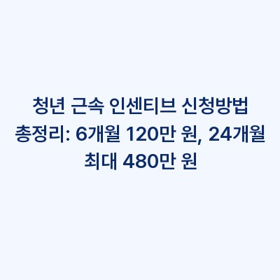 청년 근속 인센티브 신청방법 총정리: 6개월 120만 원, 24개월 최대 480만 원