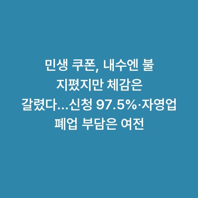 민생 쿠폰, 내수엔 불 지폈지만 체감은 갈렸다…신청 97.5%·자영업 폐업 부담은 여전