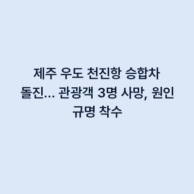 제주 우도 천진항 승합차 돌진… 관광객 3명 사망, 원인 규명 착수