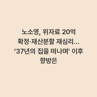 노소영, 위자료 20억 확정·재산분할 재심리… ‘37년의 집을 떠나며’ 이후 향방은
