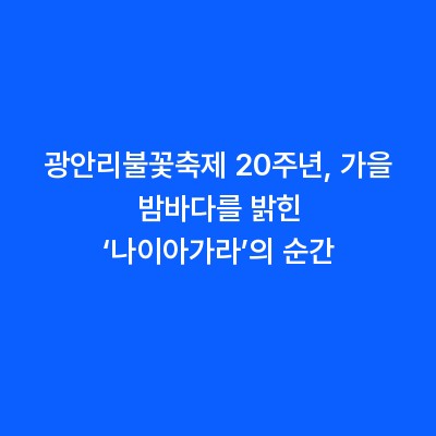 광안리불꽃축제 20주년, 가을 밤바다를 밝힌 ‘나이아가라’의 순간