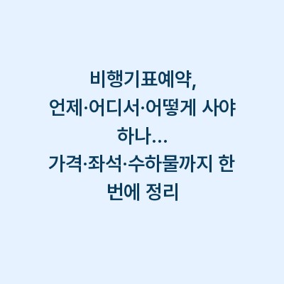 비행기표예약, 언제·어디서·어떻게 사야 하나… 가격·좌석·수하물까지 한 번에 정리
