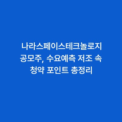 나라스페이스테크놀로지 공모주, 수요예측 저조 속 청약 포인트 총정리
