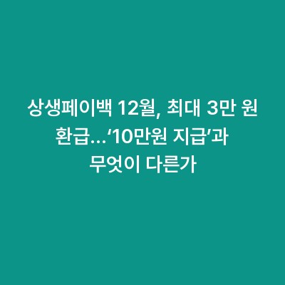 상생페이백 12월, 최대 3만 원 환급…‘10만원 지급’과 무엇이 다른가