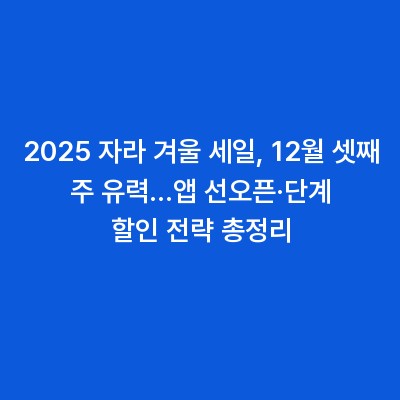 2025 자라 겨울 세일, 12월 셋째 주 유력…앱 선오픈·단계 할인 전략 총정리