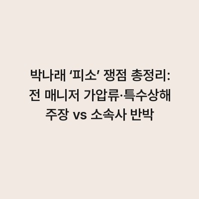박나래 ‘피소’ 쟁점 총정리: 전 매니저 가압류·특수상해 주장 vs 소속사 반박